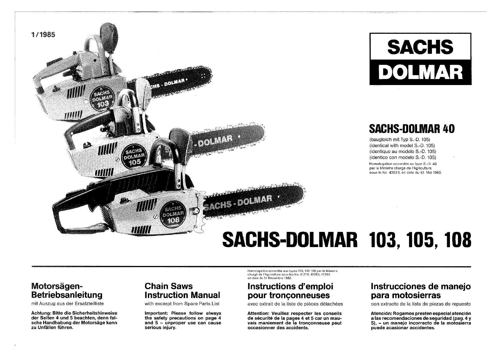 sachs dolmar 285 manual